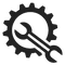 Drawing of a spanner and a settings logo