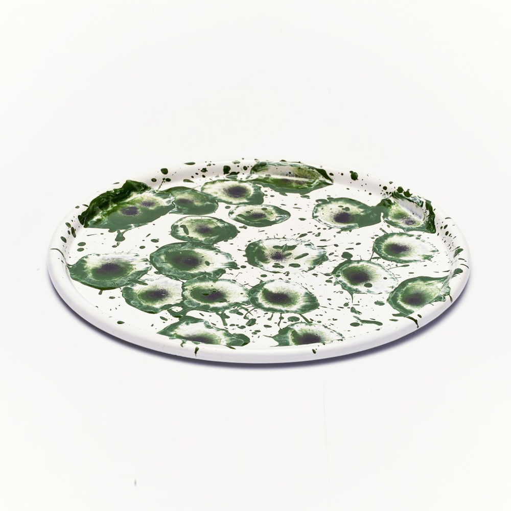 FLORAL Madness Green Round Tray