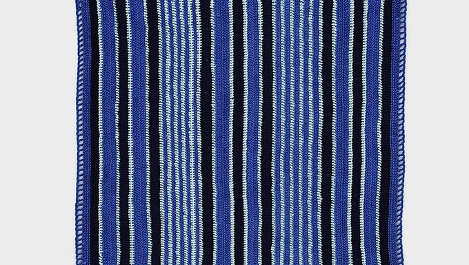 SAKS Mavi Lacivert Multi Stripes El İşi Dantel Örtü