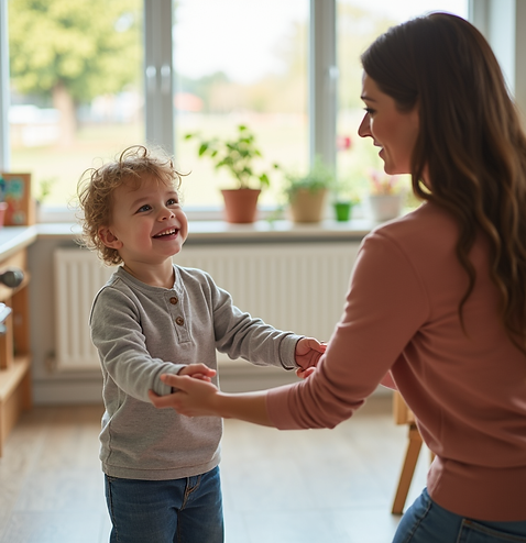 A-warm-and-inviting-shot-of-a-parent-happily-handing-over-their-child-to-a-teacher-at-a-br
