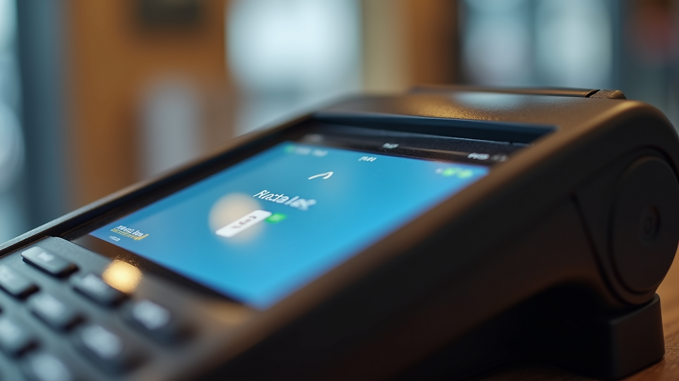 Close-up view of a digital payment terminal