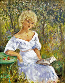 Czytająca książkę, 1983r.