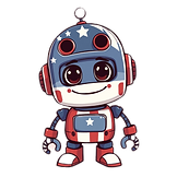 cute confused robot with colors red whit