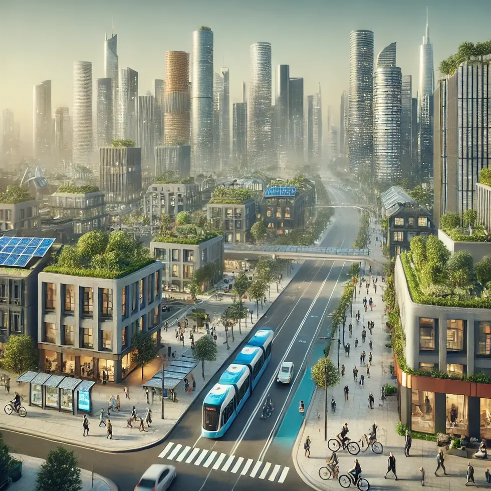 Ciudad creciente desarrollándose de modo sostenible