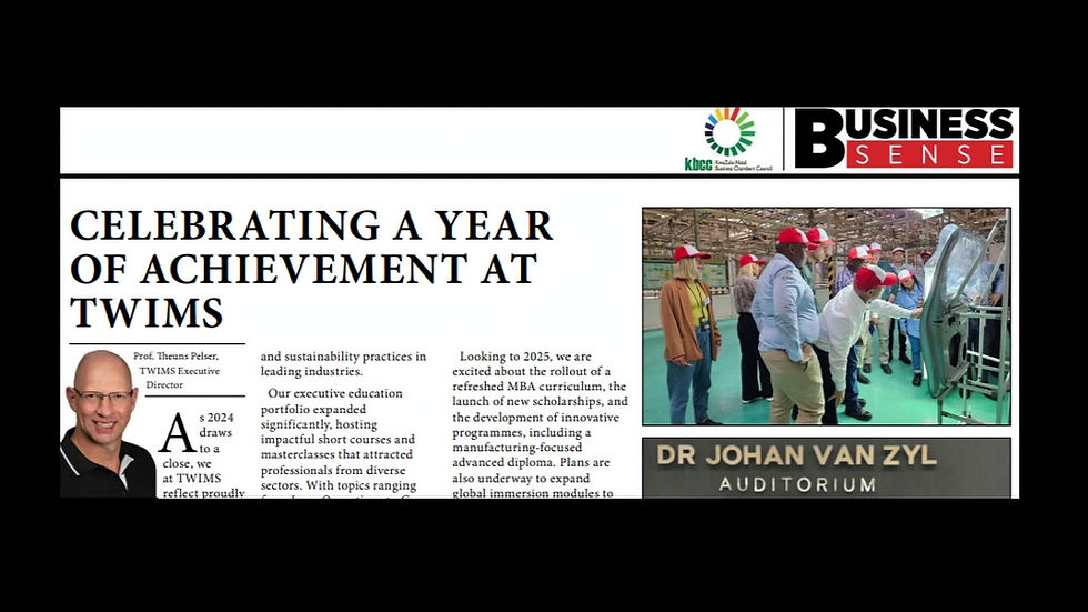 Prof Theuns Pelser - Celebrating a Year of Achievement At TWIMS