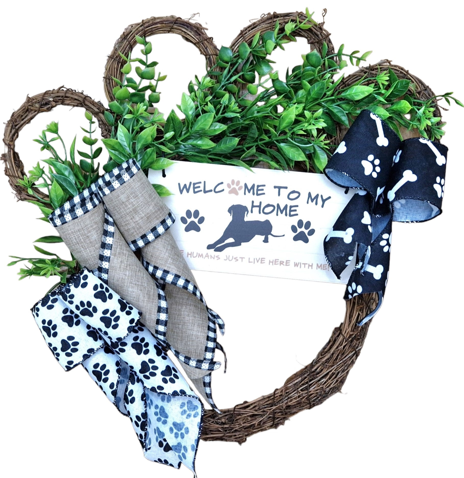 Large Handmade Dog Wall Hanging Wreath