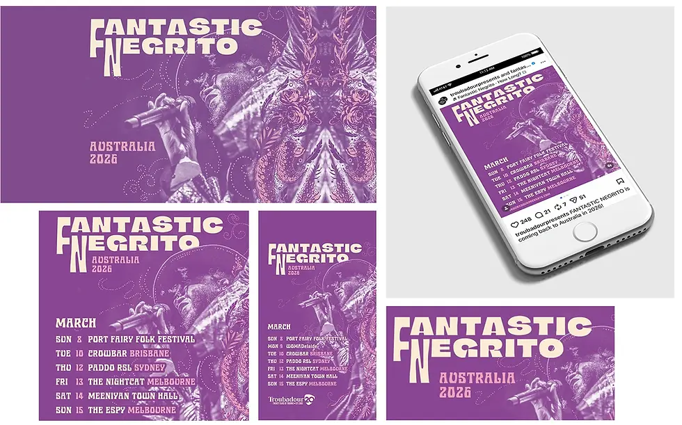 Ben Hay Designs Troubadour Presents Fantastic Negrito Australian Tour
