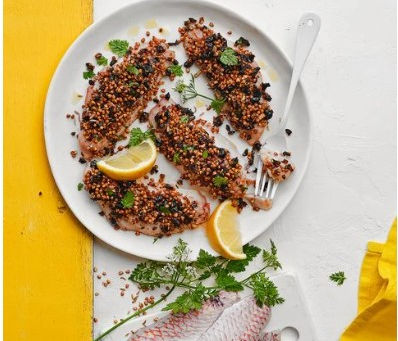 🐟 Filets de rouget en croûte de fenouil, kasha & olives : Méditerranée sur votre table