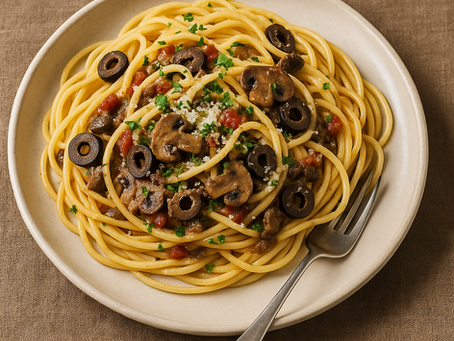 🍝 Spaghettis aux champignons et olives : un plat simple & méditerranéen