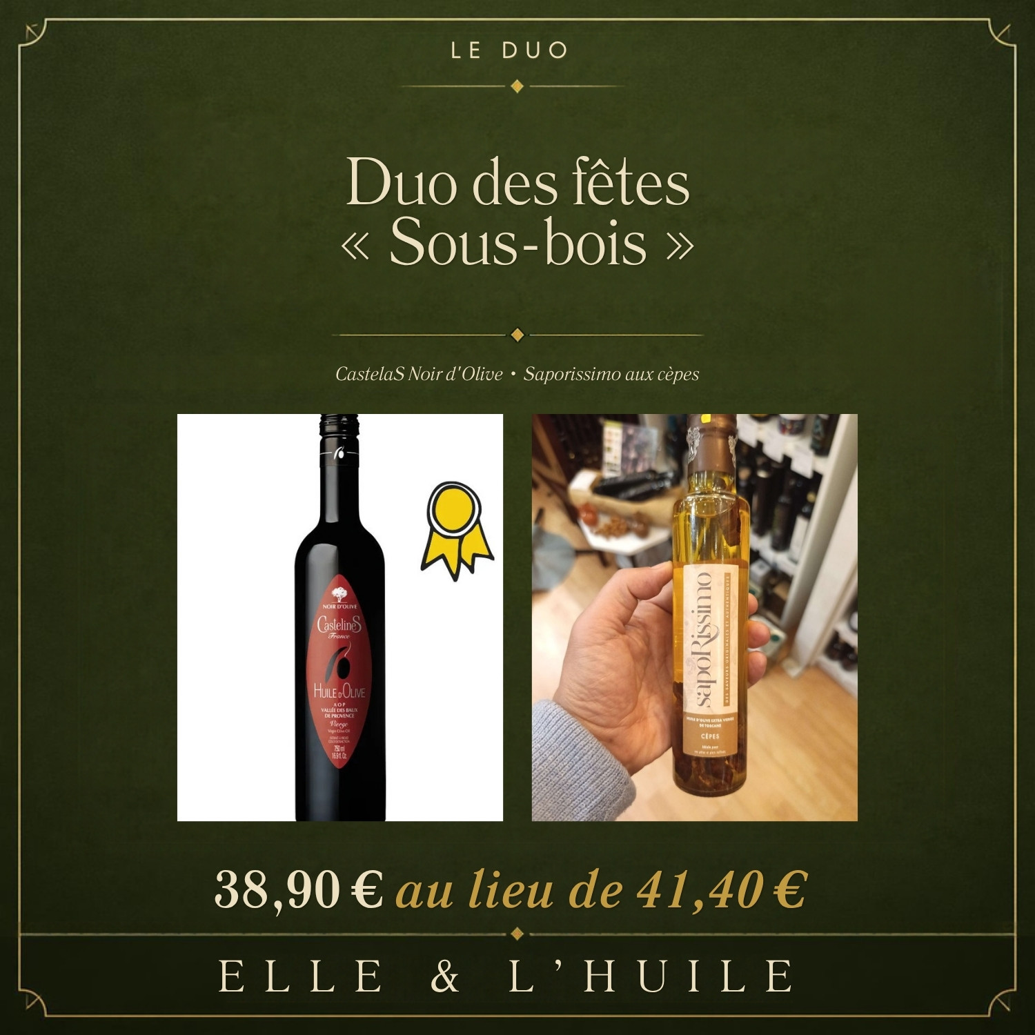 Duo des fêtes « Sous-bois » — CastelaS Noir d'Olive & Saporissimo aux cèpes