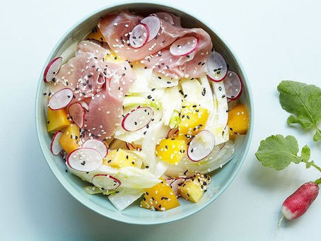 🥗 Salade fraîche fenouil, pêche & jambon cru