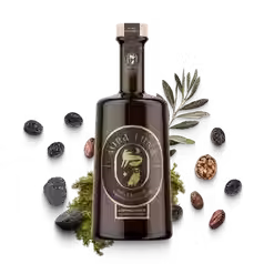 Huile d’olive vierge extra bio AOP Provence, fruité noir intense, olives maturées par fermentation contrôlée, arômes d’olive noire confite, cacao, tapenade et truffe, idéale cuisine méditerranéenne.