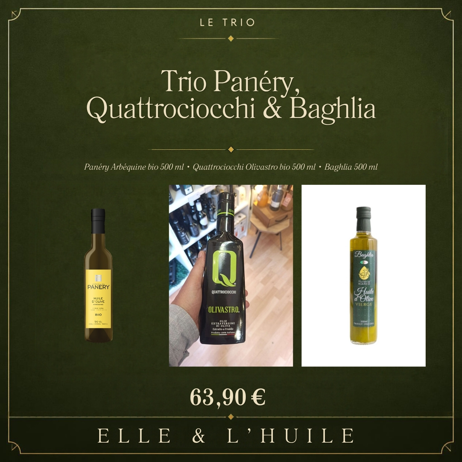 Trio d'huiles d'olive — Panéry Arbéquine, Quattrociocchi & Baghlia Chemlal