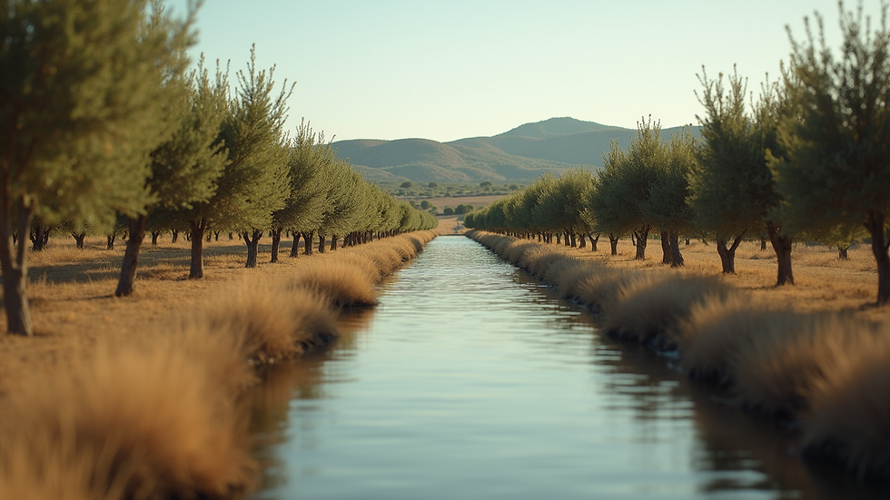 Vue en plongée d'oliviers centenaires dans la région d'Alentejo