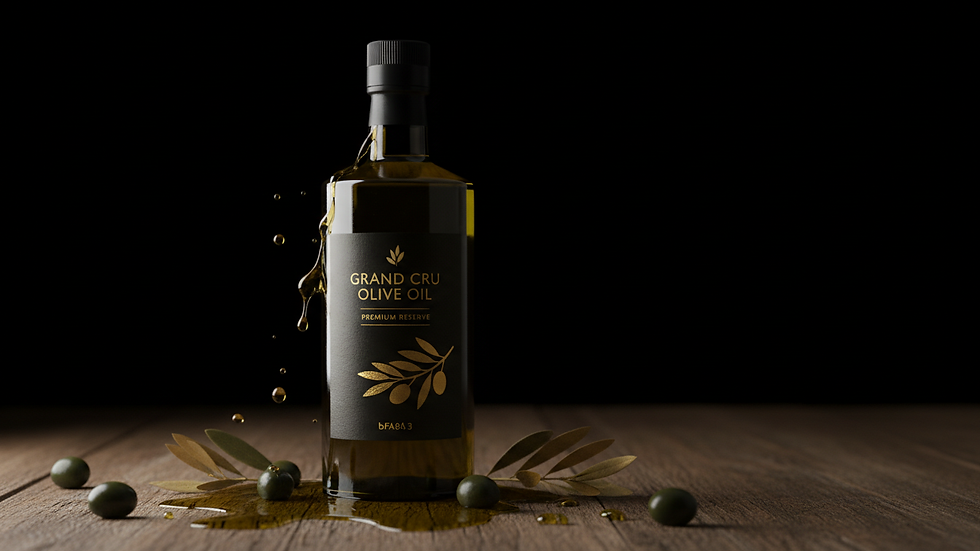 Vue rapprochée d'une bouteille d'huile d'olive grand cru sur une table en bois