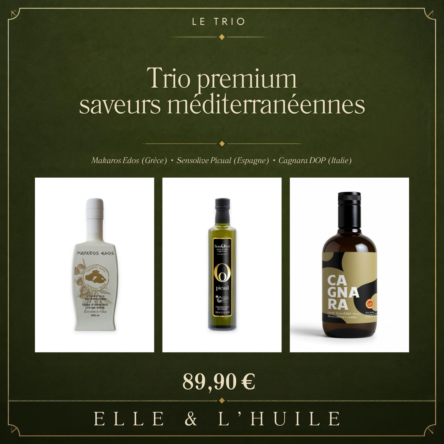 Trio d'huiles d'olive premium — Saveurs méditerranéennes