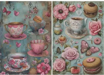 Thumbnail: Tea Time Decoupage Rice Paper - A4 - 6pc – For Crafts