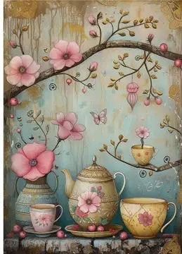 Thumbnail: Tea Time Decoupage Rice Paper - A4 - 6pc – For Crafts