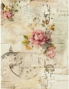 Thumbnail: Old Wallpaper Decoupage Rice Paper - A4 - 6pc - For Crafts