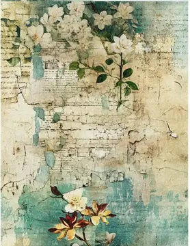 Thumbnail: Old Wallpaper Decoupage Rice Paper - A4 - 6pc - For Crafts