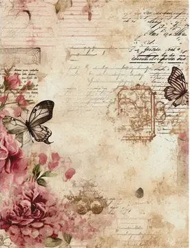 Thumbnail: Old Wallpaper Decoupage Rice Paper - A4 - 6pc - For Crafts