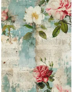 Thumbnail: Old Wallpaper Decoupage Rice Paper - A4 - 6pc - For Crafts