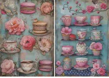 Thumbnail: Tea Time Decoupage Rice Paper - A4 - 6pc – For Crafts