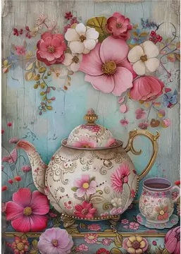Thumbnail: Tea Time Decoupage Rice Paper - A4 - 6pc – For Crafts