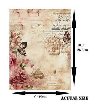 Thumbnail: Old Wallpaper Decoupage Rice Paper - A4 - 6pc - For Crafts