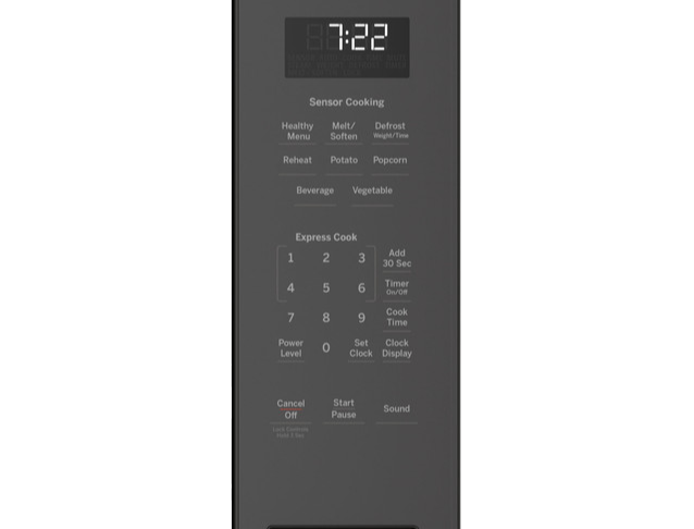 GE Profile™ 2.2 Cu. Ft. Built-In Sensor Microwave Oven Model #PEB7227ANDD controls