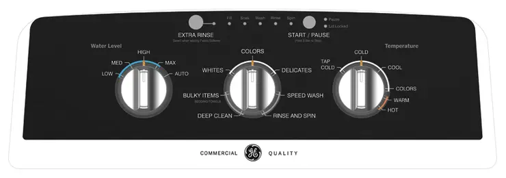 GE® 4.2 cu. ft. Capacity Washer with Stainless Steel Basket Model #GTW525ACPWB control panel