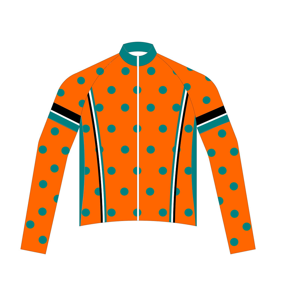 Thumbnail: Orange w/Teal Polka Dots Cycling Jersey