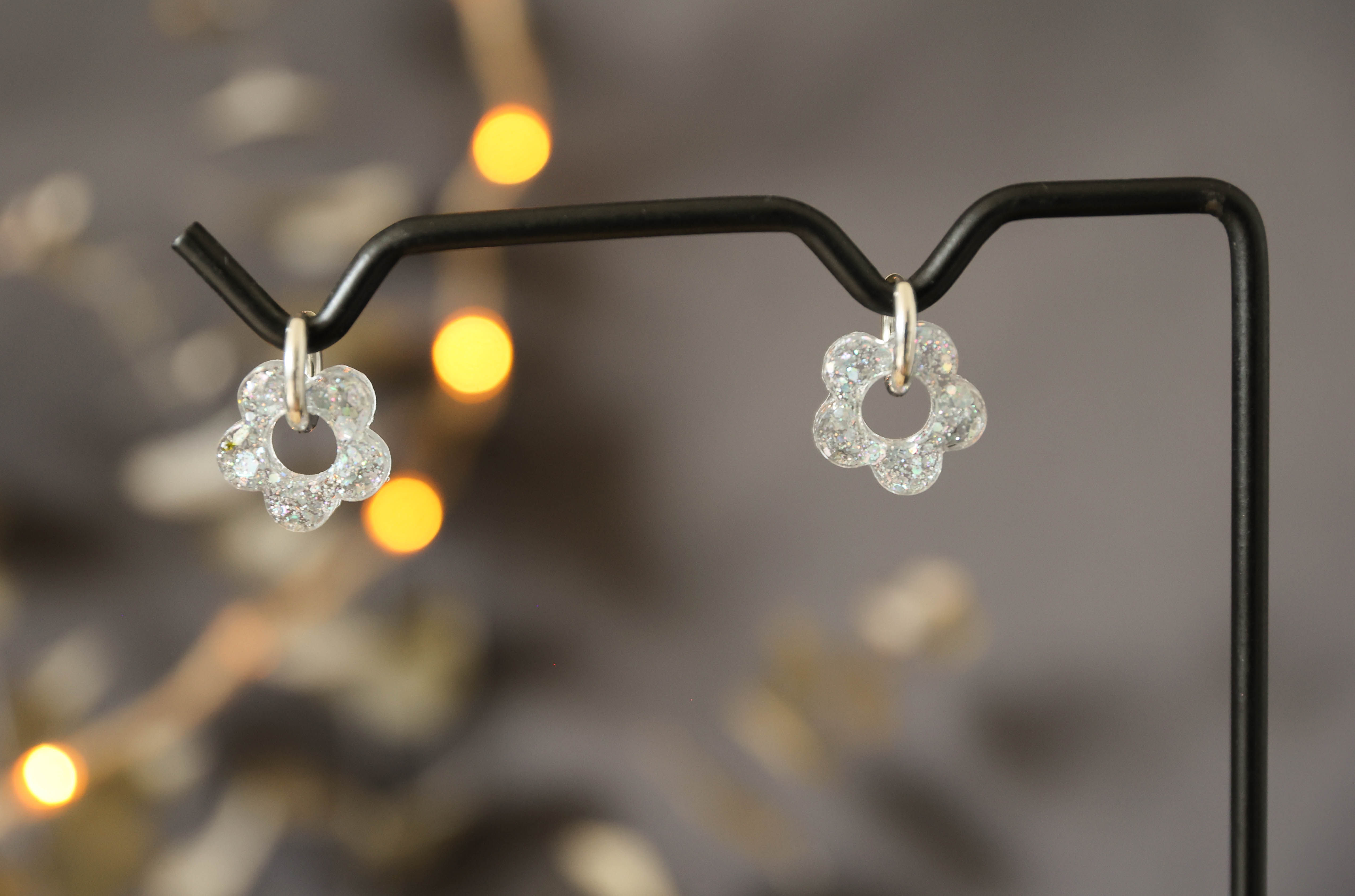 Flora Argenté - Boucles d'oreilles Résine