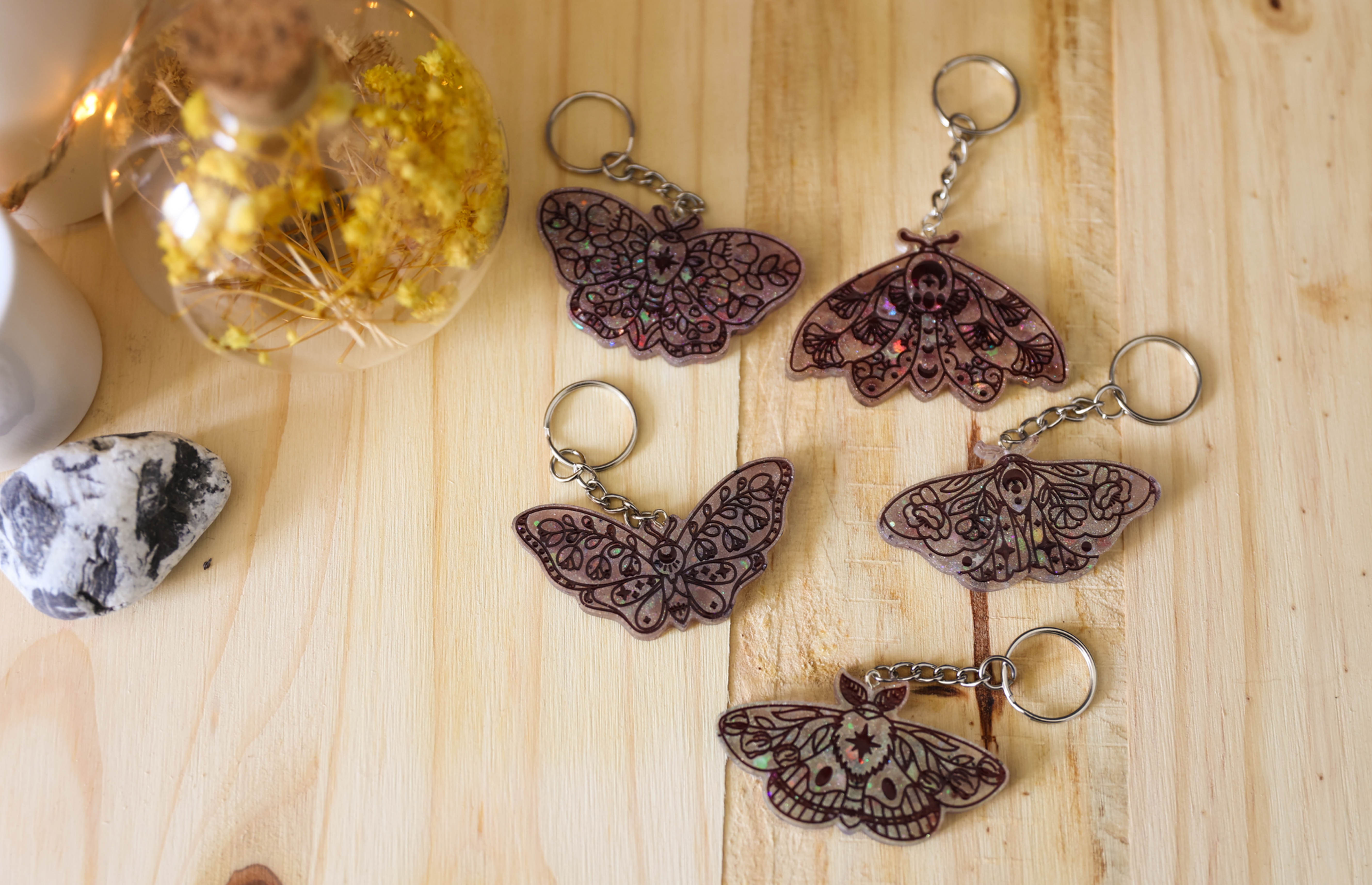 Porte clés papillon de nuit - Résine