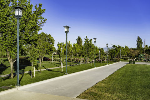 AL3010 Prairie LED Fixtures on Square Poles as Park Area and Street Lights