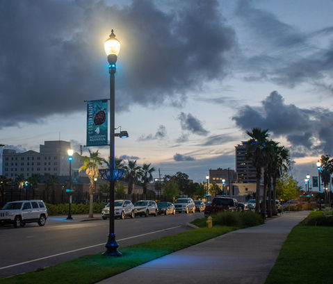 SL2501 Intellistreets' Smart City Plus Color Changing Spot Lights add Architectural Lighti