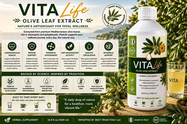 VitaLife Olive Leaf Extract is available to order online with shipping throughout the USA at oliveleafextract.us