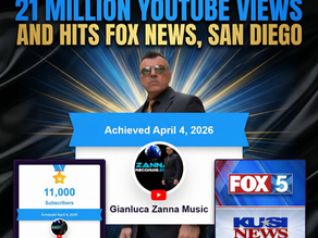 GIANLUCA ZANNA HITS 22 MILLION YOUTUBE VIEWS AND TAKES THE STAGE ON FOX NEWS SAN DIEGO
