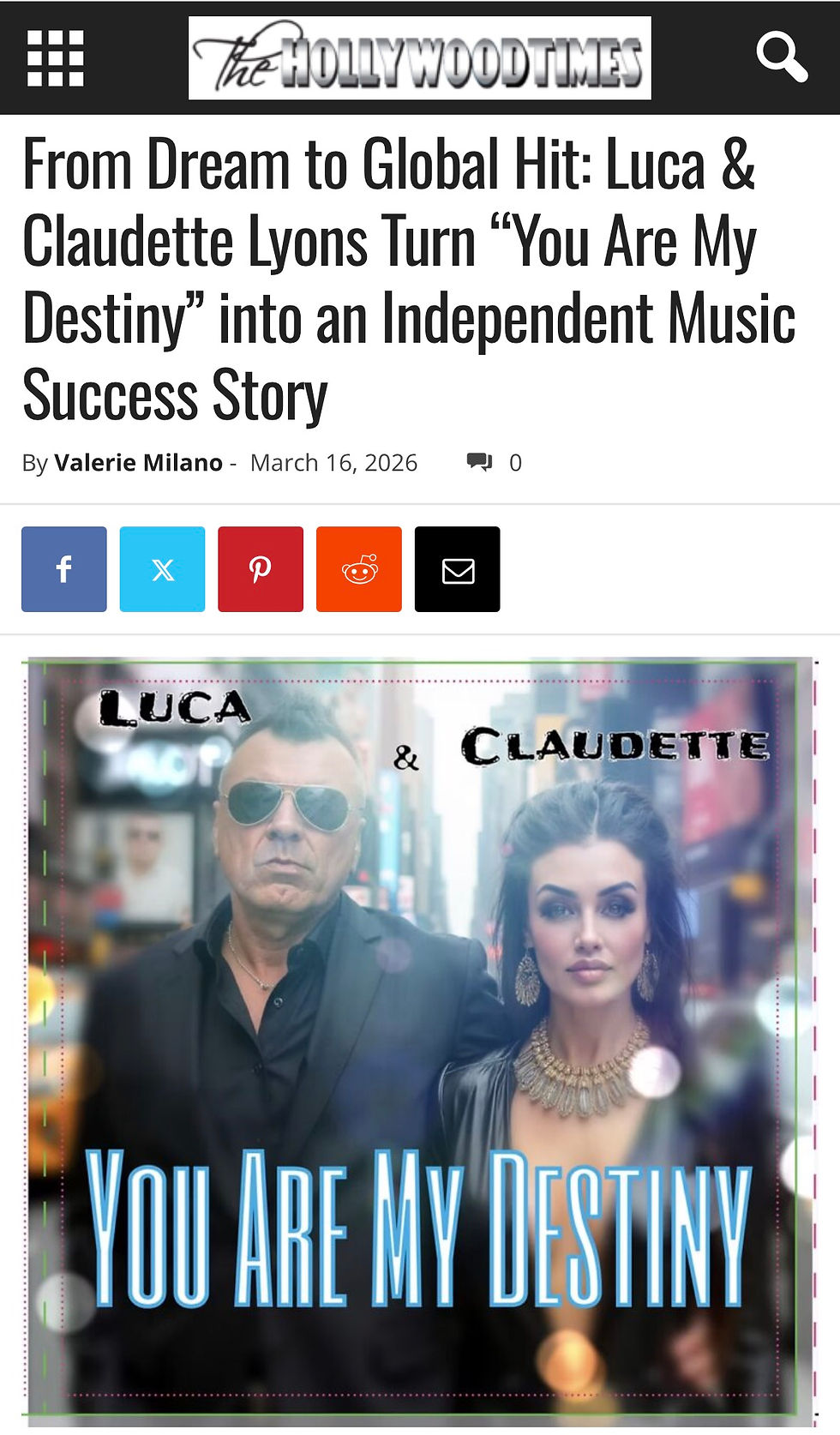 From Dream to Global Hit: Luca & Claudette Lyons Turn “You Are My Destiny” into an Independent Music Success Story