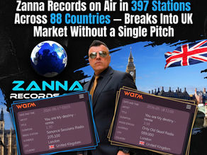 Zanna Records on Air in 397 Stations Across 88 Countries — Breaks Into UK Market Without a Single Pitch