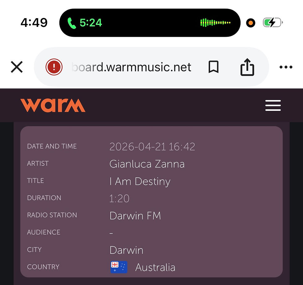 Darwin FM Australia now plays I AM DESTINY by Zanna Records