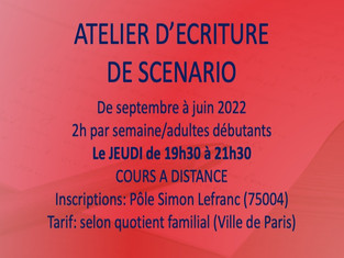 ATELIER ECRITURE DE SCENARIO JEUDI SOIR