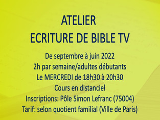 ATELIER ECRITURE D'UNE BIBLE DE SERIE TV mercredi