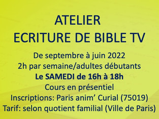 ATELIER ECRITURE D'UNE BIBLE DE SERIE TV Samedi