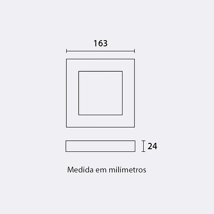 Miniatura: Painel LED Sobrepor Quadrado Alumínio 12W - Branco - 6.500K