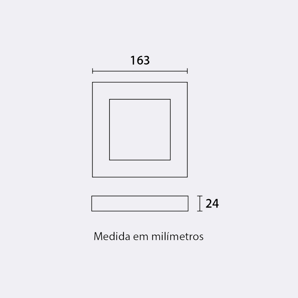 Miniatura: Painel LED Sobrepor Quadrado Alumínio 12W - Branco - 3.000K