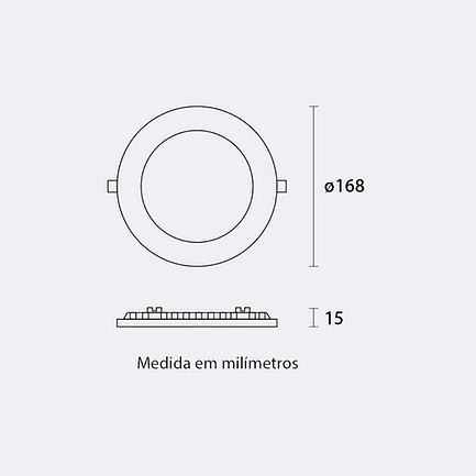Miniatura: Painel LED Slim Embutir Redondo 12W - Branco - 4.100K