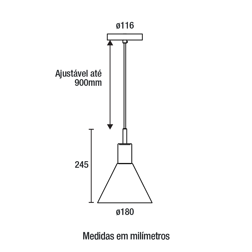 Miniatura: Pendente Toni Alumínio – Preto Liso