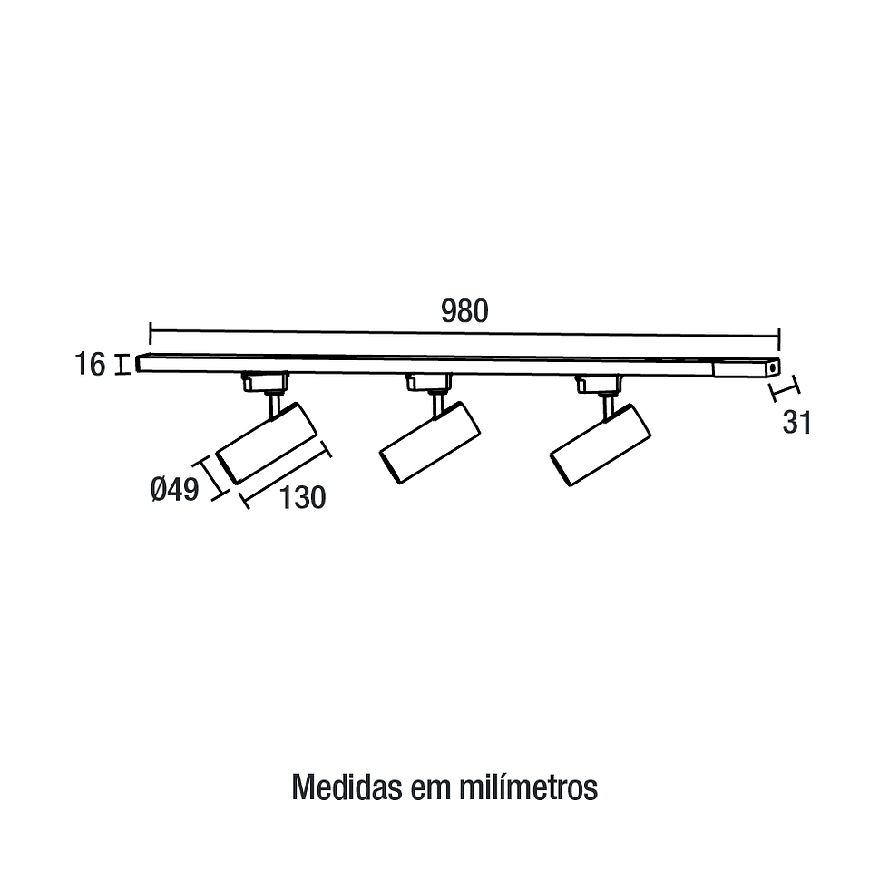 Miniatura: Kit Trilho Led Up com 3 Spots 45W Bivolt 3.000K - Preto