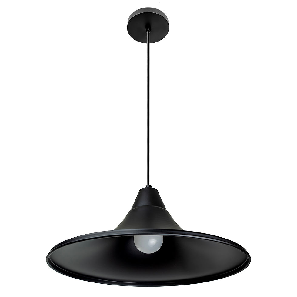 Miniatura: Pendente Téo Alumínio 38cm – Preto Liso